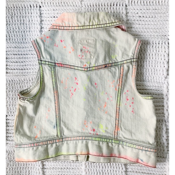 S. Oliver Paint Splatted Jean Vest Buttons Size 98 - Picture 3 of 4